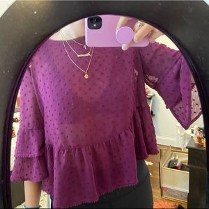 Purple Flowy Top with Tiered Bell Sleeves